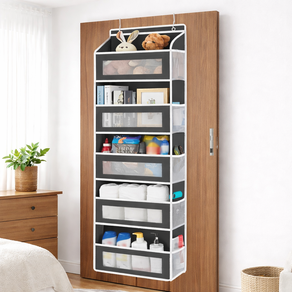 Over The Door Organizer Storage-5-Tier Hangable Organizer with 10 Large side pocket